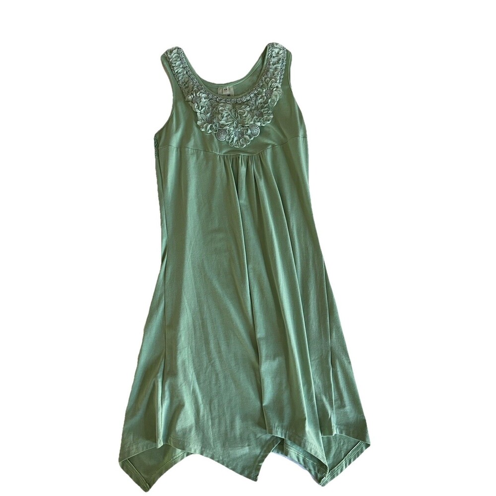 Noelle Knit Dress Size S/M Mint Green Crochet Lace Rosette Embellished - Picture 3 of 10